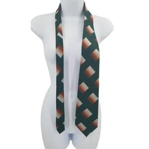 Santavelli Wembley Mens wide Vintage Neck Tie Green Brown Ombre Squares 54"